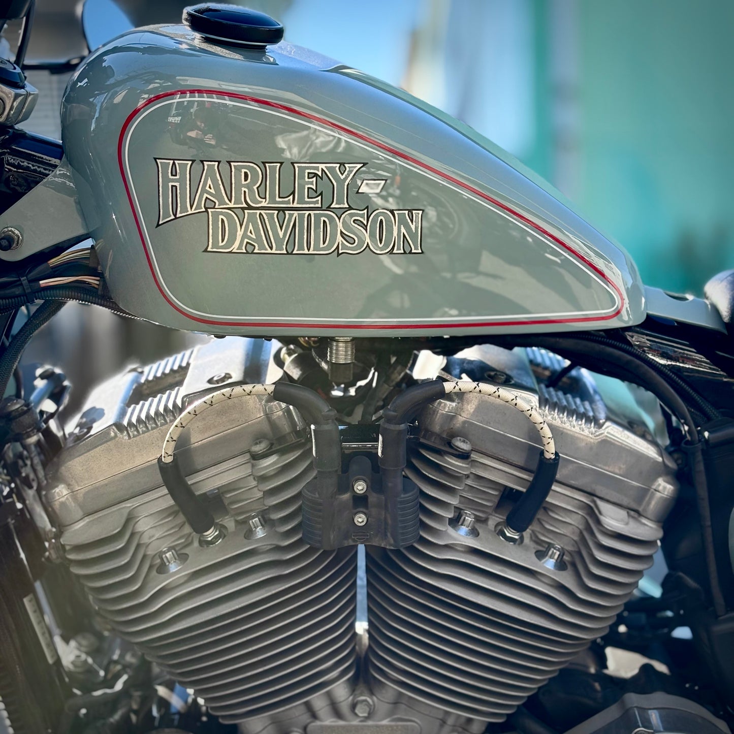 マットブラウン【DKcustom用】07~22 XL系スポーツスター (上向き用) 布巻きスパークプラグコード クロスコード