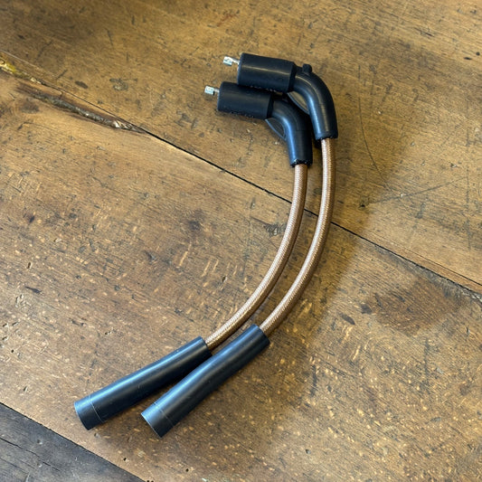 マットブラウン【DKcustom用】07～22 XL系スポーツスター (上向き用) 布巻きスパークプラグコード クロスコード
