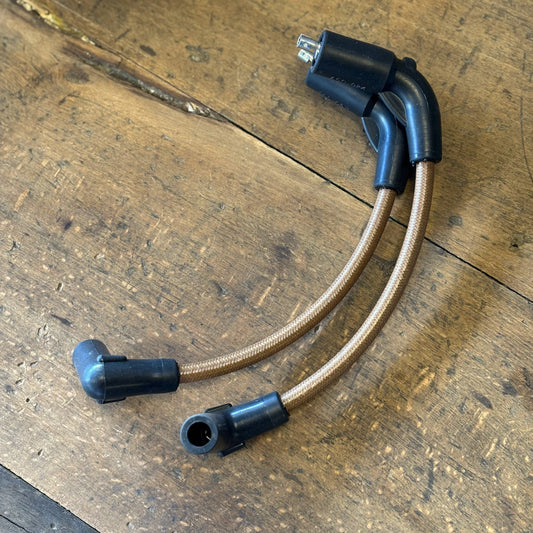 マットブラウン　 07～22 XL系スポーツスター (下向き用) 布巻きスパークプラグコード クロスコード