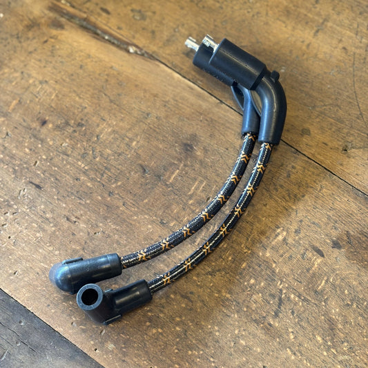 ブラック×オレンジ　 07～22 XL系スポーツスター (下向き用) 布巻きスパークプラグコード クロスコード